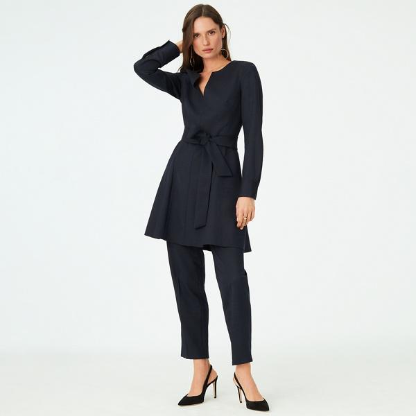 Club Monaco Navy Kasca Pin-dot Dress