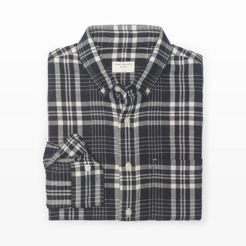 Club Monaco Color Blue Slim-fit Double Face Shirt In Size L