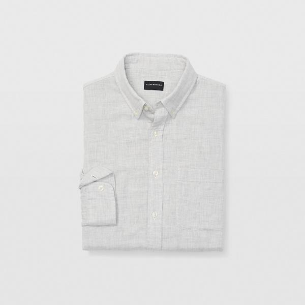 Club Monaco Grey Melange Slim Solid Double-faced Shirt