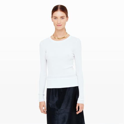 Ib Color White Tulsie Ribbed Sweater