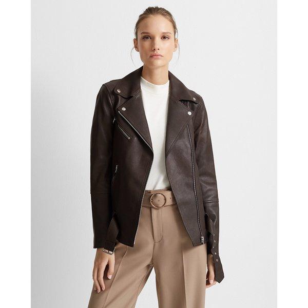Club Monaco Brown Long Leather Jacket
