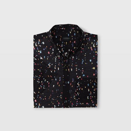 Club Monaco Color Blue Slim Splatter Shirt