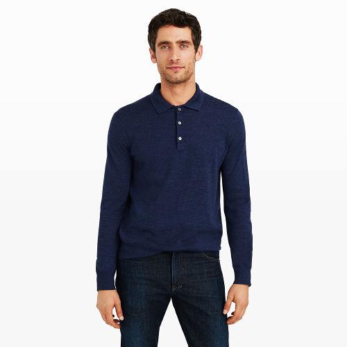 Club Monaco Color Blue Merino Polo Sweater