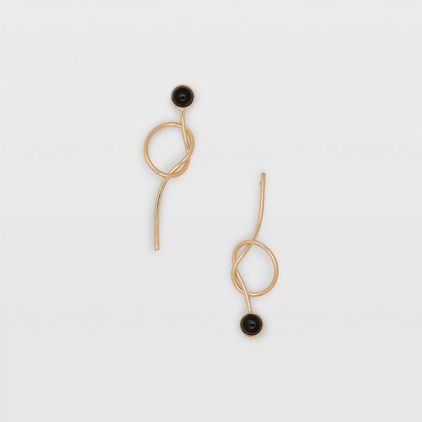 Club Monaco Blk/gld Asymmetric Knot Earring