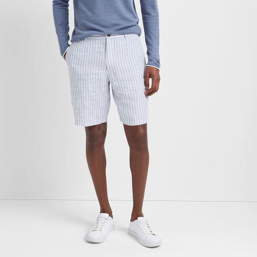Club Monaco Color Blue Maddox 9 Linen Stripe Short