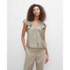 Club Monaco Ruffle Sleeve Button Top