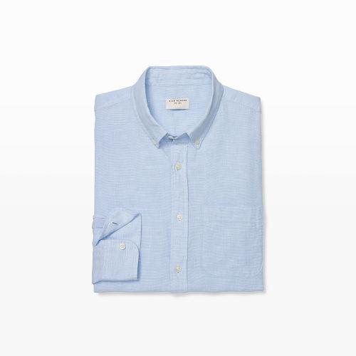 Club Monaco Color Blue Slim End-on-end Linen Shirt