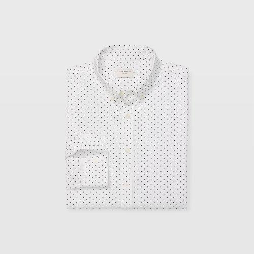 Club Monaco Color White Slim Polka Dot Shirt