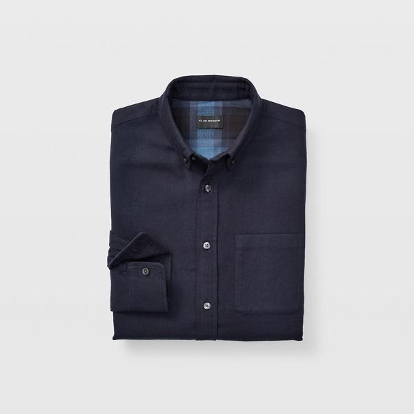 Club Monaco Sapphire Blue Multi Slim Double-faced Grid Shirt