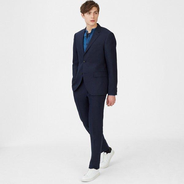 Club Monaco Navy Grant Linen Blazer