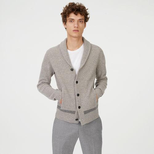 Club Monaco Color Grey Merino Racked Shawl Cardigan