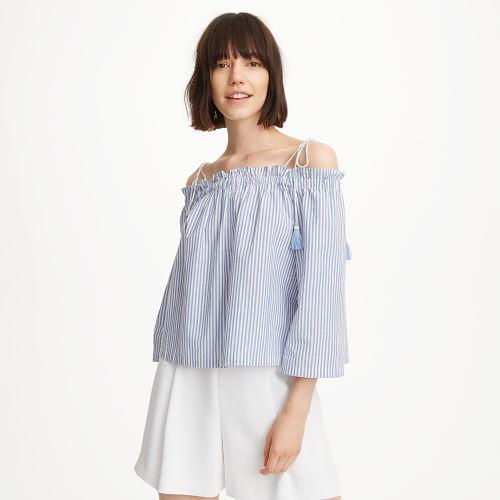 Club Monaco Color Blue Janou Off-the-shoulder Top