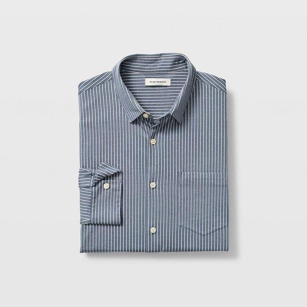 Club Monaco Blue Multi Full-button Knit Stripe Shirt