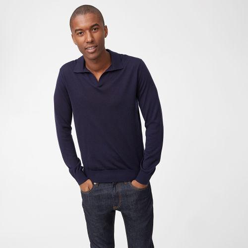 Club Monaco Color Blue Johnny Collar Merino Sweater
