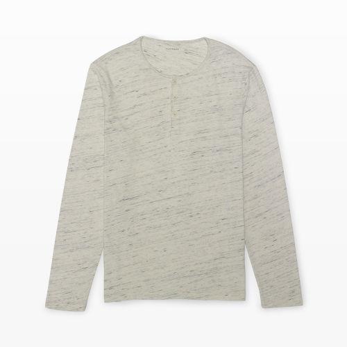 Club Monaco Color White Long-sleeve Space-dye Henley In Size Xs