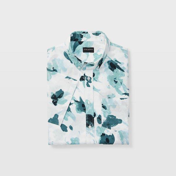 Club Monaco White Multi Slim Floral Short-sleeve Shirt