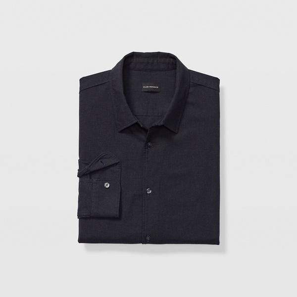 Club Monaco Navy Loop Collar Texture Shirt