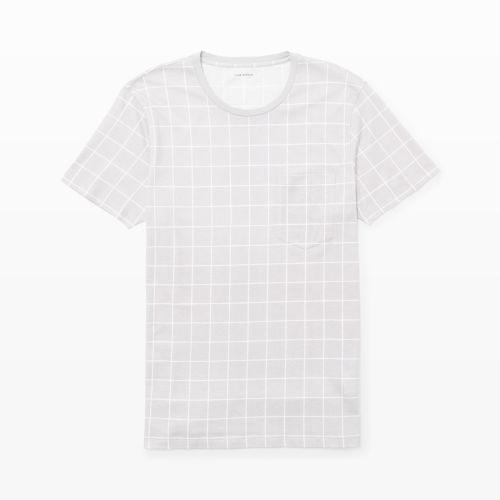 Club Monaco Color Grey Windowpane Print Tee In Size Xs