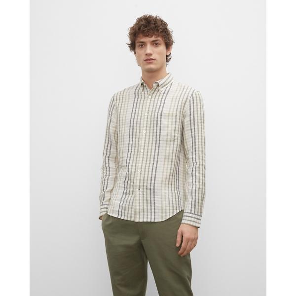 Club Monaco Slim Plaid Linen Shirt