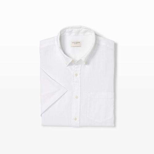 Club Monaco Color White Slim Short-sleeve Linen Shirt