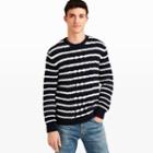 Club Monaco Color Blue Striped Cable Crew Sweater