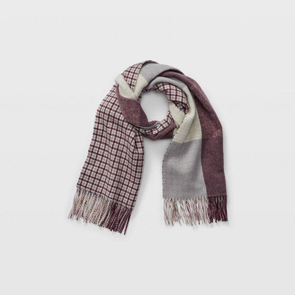 Club Monaco Currant Multi Thisbee Check Wool Scarf