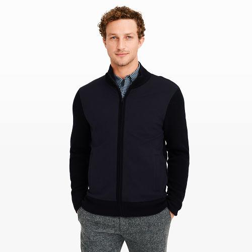 Club Monaco Color Blue Paneled Zip Sweater