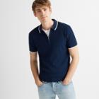 Club Monaco Blue/white Quarter-zip Ribbed Polo