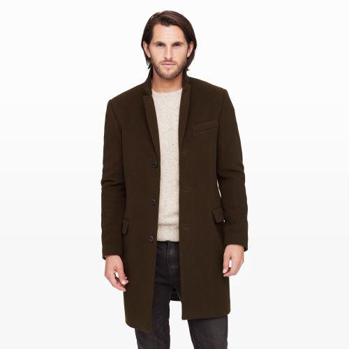Club Monaco Color Green Boiled Wool Topcoat In Size 42