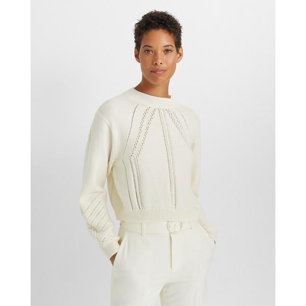 Club Monaco White Pointelle Crewneck Sweater