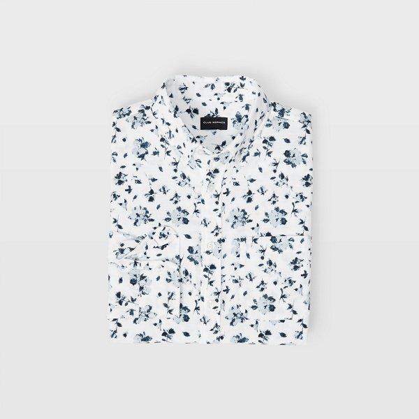 Club Monaco White Multi Slim Double-faced Floral Shirt