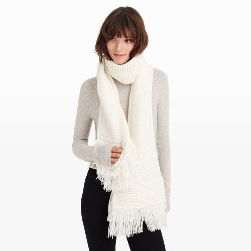 Club Monaco Color White Juki Fringe Scarf