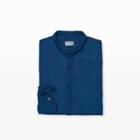 Club Monaco Color Blue Slim Band-collar Linen Shirt