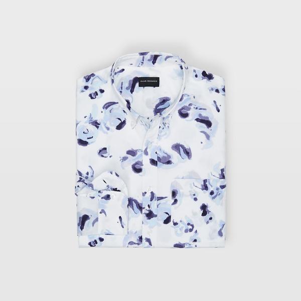 Club Monaco White Multi Slim Flores Des Aguas Shirt