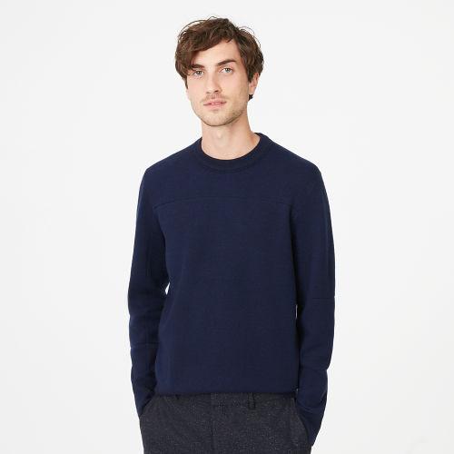 Club Monaco Color Blue Double-knit Seamed Crew
