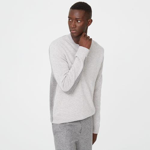 Ib Color Black Cashmere Rib Block Crew