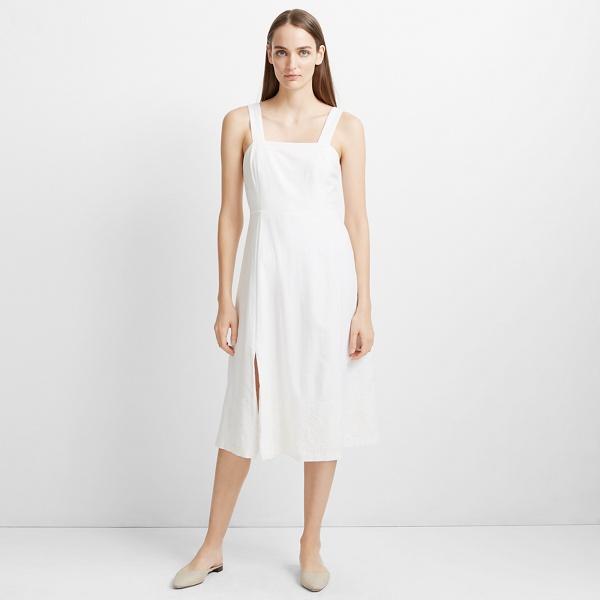 Club Monaco White Multi Floral Jaylinne Linen-blend Dress