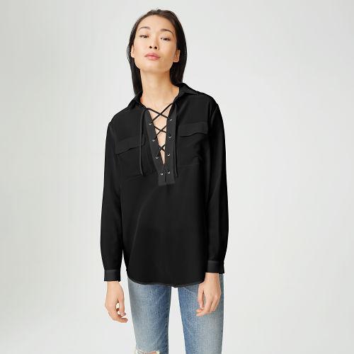 Club Monaco Color Black Elizabina Silk Shirt
