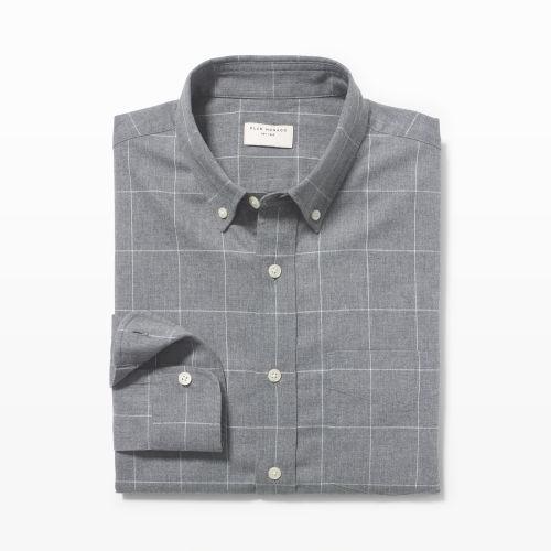 Club Monaco Color Grey Slim-fit Flannel Check Shirt In Size S