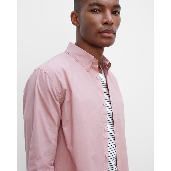 Club Monaco Long Sleeve Tea Dyed Poplin Shirt