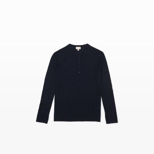 Club Monaco Color Blue Mercerized Cotton Henley