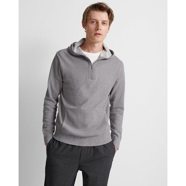 Club Monaco Grey Multi Texture Quarter-zip Hoodie