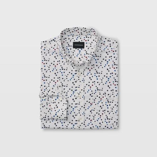 Club Monaco Color White Multi Slim Dot Print Shirt
