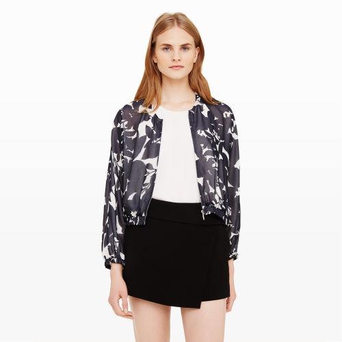 Club Monaco Color Blue Marles Silk Bomber