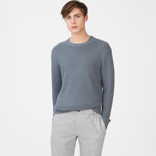 Club Monaco Color Blue Links Linen Crew