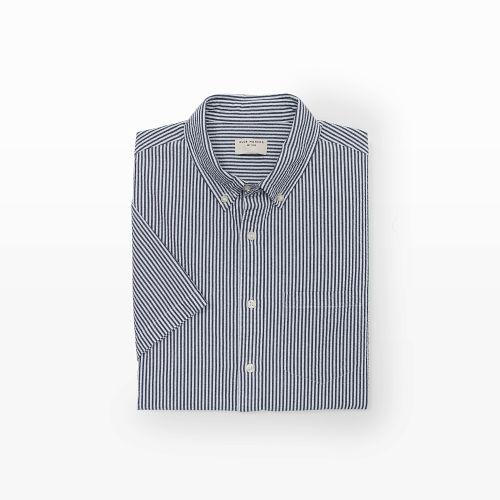 Club Monaco Color Blue Striped Seersucker Shirt