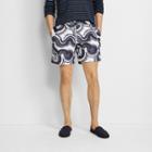 Club Monaco Navy Multi Bo Wave Swim Trunk