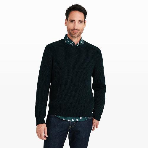 Club Monaco Color Black Pine Half Cardi Merino Crew Sweater
