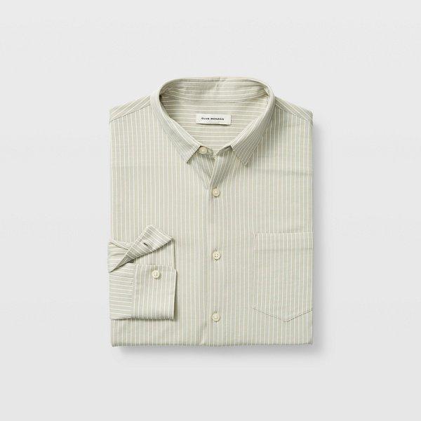 Club Monaco Tan Multi Full-button Knit Stripe Shirt