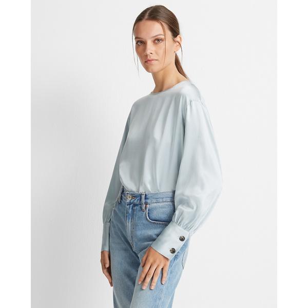 Club Monaco Mint Silk Balloon Sleeve Top